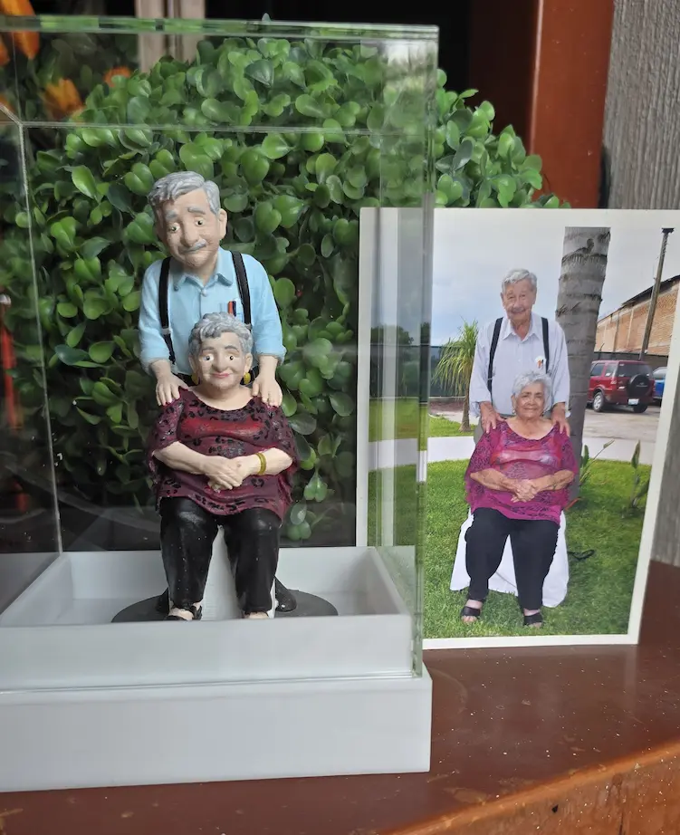 Retrato de abuelos personalizado impreso en 3D